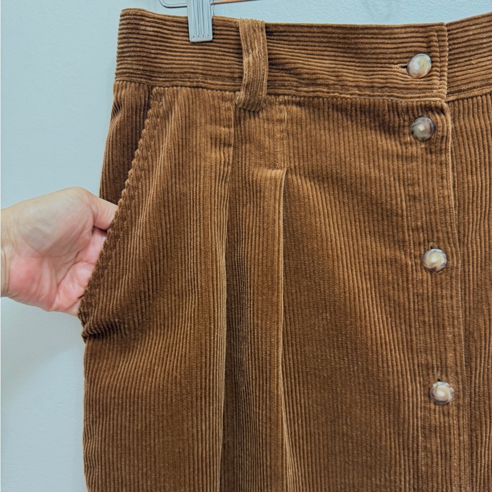 Sezane Clarine Midi Corduroy Skirt Organic Cotton in Caramel Brown EU 46 US 14 - Picture 5 of 8